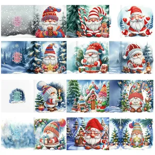 12er Set DIY Diamond Painting Grußkarten Set Ostern, Christmas Diamond Painting Greeting Cards Osternkarten for Kinder & Erwachsene (Weihnachten-12er Set H)