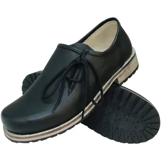Trachtenschuhe Haferlschuhe Trachten-Schuhe Glattleder schwarz Antik-Leder glatt matt Schnürschuhe Lederschuhe Halbschuhe Herrenschuhe zur Lederhose oder Anzug Schuhe für Herren, Größe:47 - 47 EU