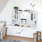 Hammerbacher Wandschreibtisch - Mini Home Office / Größe: 120x26x65 cm (BxTxH) / Farbkombination: Weiß/Weiß - Art-Nr: vwo12/w/w