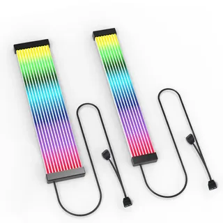 ARGB PSU Cable Cover Kit, Aurora RGB Power Extension Cable Cover Kit for Motherboard and GPU PC Cable, 5V 3-Pin ARGB Motherboard ATX/MATX/ITX, Suitable for 12+4-Pin/8-Pin/24-Pin Aurora-CO-BL