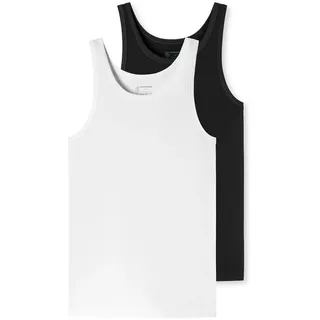 SCHIESSER Unterhemd 95/5 2er-Pack mit seitlichen Nähten, schwarz-weiß