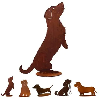 Gartenfigur Rost auf festem Stand – Hochwertig & Wetterfest - Metall Tierfigur - Edelrost Dekofigur/Tier Figur – Gartendeko/Dekoration (Dackel II - Höhe 60cm)