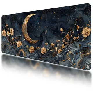 Mauspad XXL 800x400 mm, Gaming Mauspad XXL Grau, Schreibtischunterlage Mond, Gaming Mousepad Groß mit rutschfeste Gummibasis, Spezielle Oberfläche, Wasserdicht Mousepad für PC, Laptop, Büro, O-54