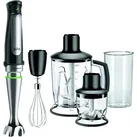 BRAUN MultiQuick 7 MQ 7045X, leistungsstarker Pürierstab mit Zubehör-Set, Stabmixer Premium Schwarz/Edelstahl (1000 Watt, 1.25 Liter Standmixer, 350 ml Kompaktzerkleinerer, 600 Mix- und Messbecher)