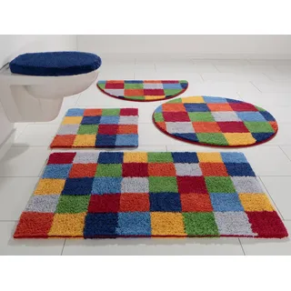 MY HOME Badematte MY HOME "Kira, Badvorleger, Badezimmer Teppich, Kästchen" Gr. 3, bunt, H:12mm, Baumwolle (Bio-Baumwolle), Badematten, bunt, Badteppich, Badematten auch als 2 teiliges Set erhältlich