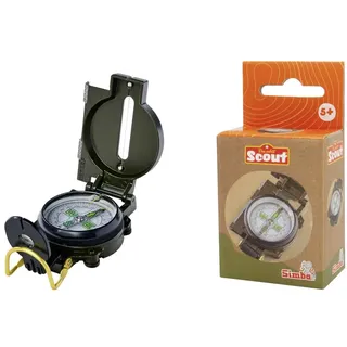 Simba 109452665 - Scout Kinder-Kompass ab 5 Jahre - aufklappbarer Taschenkompass mit Metallgehäuse und Visiereinrichtung, Forscher- und Entdecker-Spielzeug für Mädchen und Jungen