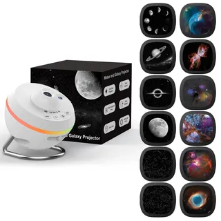 Ainael Sternenhimmel Projektor, Galaxy Star Planetarium Weltraum Sternenprojektor Nachtlicht mit Lichtstreifen, Meteor and Galaxy Projektor & 2 Discs Set für Kind Erwachsene Geschenk