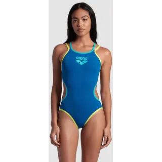 Arena One Double Cross Back Badeanzug Damen - Blue Cosmo-soft Green-wate - 38