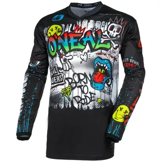 O'Neal | Motocross-Jersey Langarm | MX Enduro | Gepolsterter Ellbogenschutz, V-Ausschnitt, atmungsaktiv | Element RANCID V.24 | Erwachsene | Schwarz Weiß | Größe M