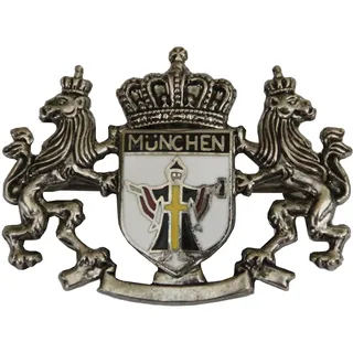Breiter Hutanstecker Hutabzeichen Hutschmuck Anstecker eingerahmtes Münchner Kindl Trachtenpin Brosche - Einheitsgröße