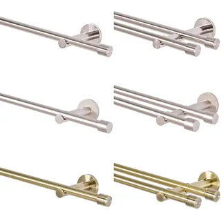 MDEKOR Gardinenstange 140 cm lang 1 läufig Gardinenstangenset aus Metall Silber Matt Gardinenstangen Wandbefestigung