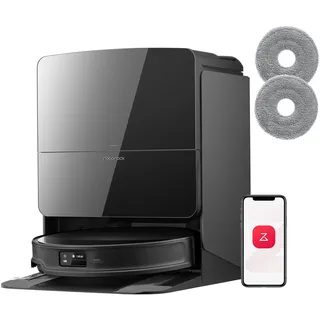 roborock Saros 10R Set Saugroboter mit Wischfunktion&angebbarem Wischmopp, 22.000 Pa HyperForce Saugkraft, 7,98cm Ultra-Slim Design, StarSight System 2.0, Zero-Tangle System (Mit 2 Wischmopps)