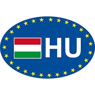 Safirmes 2 x Aufkleber Europa Oval HU Code Land Auto Motorrad 7 x 10 cm Ungarn