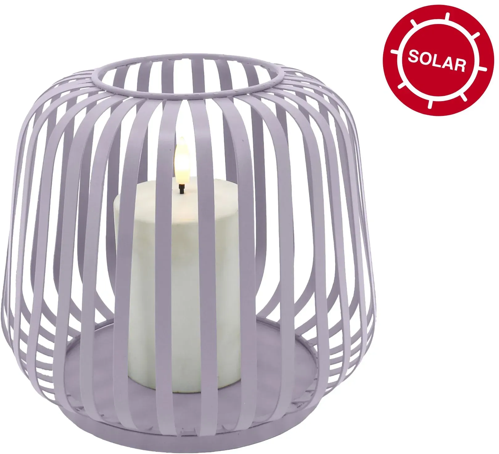 Candela Lights Solar Laterne Cottage Metal Purple H:17xØ20cm mit LED Stumpenkerze flammenlos warmweiß Metall Outdoor & Indoor Dekolicht