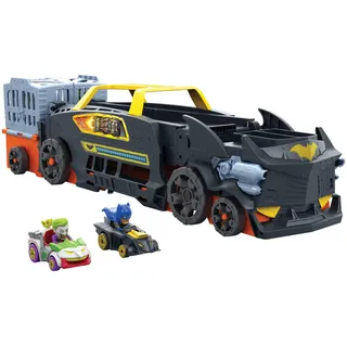 Hot Wheels Spielzeugauto und Track, RacerVerse Bat-Truck Rennstrecke Fahrzeug verwandelt Sich in eine 3-spurige Rennstrecke mit 1 Die-Cast-Batman- und 1 Joker-RacerVerse-Auto, HXN21