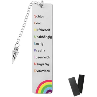 BETESSIN Einschulung Geschenke Mädchen und Junge - Schulkind 2025 Lesezeichen Metall - Schultüte Füllung - Originelle Geschenkidee zum Schulanfang - inkl. Schwarze Hülle
