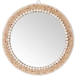 SWTHONY 38,1 cm Boho Runder Hängender Wandspiegel Dekorativer Rattan-Kreis Wandspiegel für Bauernhaus, Wohnzimmer, Schlafzimmer, Badezimmer