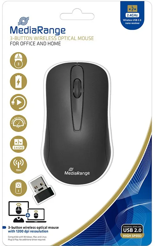 Optische Mouse von MediaRange, kabellos 1200 dpi