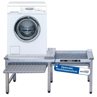 Weise MARA 2 Waschmaschinen Untergestell, Doppel-Unterbau für Waschmaschine & Trockner, Unterschrank erhöht mit 6 Beinen & 1000 kg Tragkraft für stark schwingende Maschinen, 50 cm hoch mit Auszug