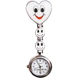 Schwesternuhr Tigaheart Smiley Design Weiss Clip und Batterie 1 Stück Kitteluhr Krankenschwesteruhr Pflegeruhr Pulsuhr