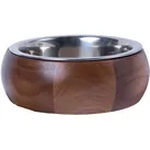 Hunde-Napf, 18.7 cm, Höhe 7.6 cm, Holz/Edelstahl, braun