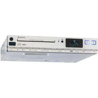 AUNA KCD-20 - Küchen-Radio, Unterbauradio, 2 x 6,5 cm Breitbandlautsprecher, MP3-CD-Player, UKW Tuner, RDS, 20 Senderspeicherplätze, USB Port, AUX, LCD-Display, Fernbedienung, Silber