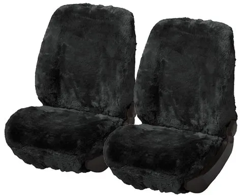 Auto-Sitzbezug Lammfell Fell Schonbezug Lammfellbezug PKW 100% Lammfell schwarz