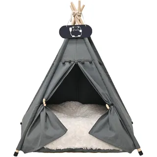 Whiwhi Tipi Zelt für Haustiere mit Doppelseitigem Kissen Hundezelt Abnehmbar und Waschbar Luxery Hundehöhle Katzenzelt und Haustierhäuser 50x50x60cm