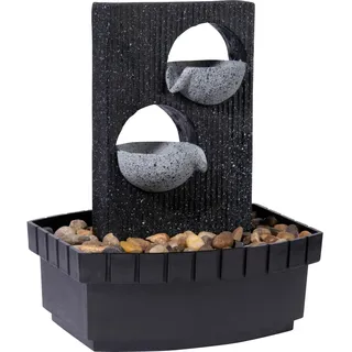 Dobar Zimmerbrunnen Kaskade in Steinoptik mit Deko-Steinen und zwei Schalen