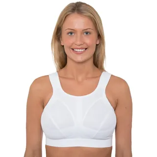Undercover Damen Sport-BH ohne Bügel, nicht gepolstert, breiter Träger, Sport-BH mit gratis BH-Verlängerung D-J Körbchen, weiß, 105H - 105L