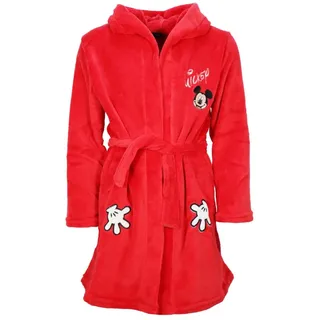 Disney Kinderbademantel Disney Mickey Maus Kinder Jungen Coral Fleece Bademantel mit Kapuze, Polyester, Gr. 98 bis 128 rot 122/128