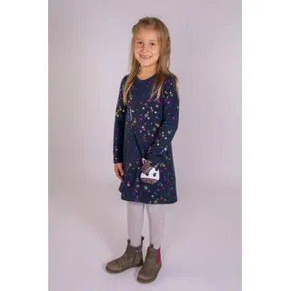 Strickkleid HAPPY GIRLS, Mädchen, Gr. 92, N-Gr, blau (navy), Feinstrick, Obermaterial: 70% Baumwolle, 30% Polyester, bedruckt, regular fit, Rundhals, Kleider Strickkleid, mit tollem Einhorn-Motiv