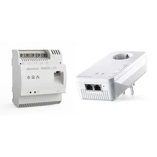 Devolo Magic 2 LAN DINrail: Powerline-Hutschienen-Adapter zur optimalen Verteilung von Internet über die Stromleitung im ganzen Haus + 2400 WiFi ac Next Single Adapter