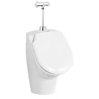 bb bäder boutique BB Urinal Zulauf von oben mit Deckel, Druckspüler, Ablaufsiphon & Hygiene Glasur, weiß