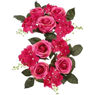 Ciieeo 2st Künstliche Leuchtergirlande Kerzenring Stabkerzen Kerzenkranz Ostern Blumen Kerze Ring Party Kranz Hochzeitslayout-Requisiten Schreibtisch Bankett Plastik Künstliches Blatt