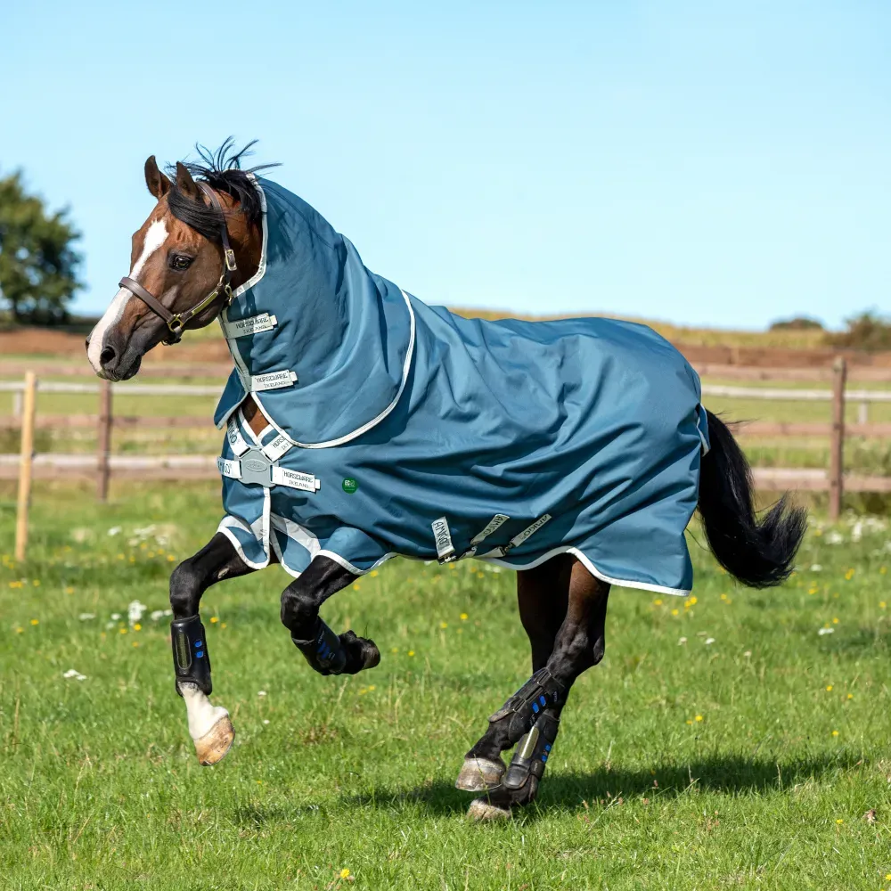 Horseware AmEco Bravo 12 Plus Turnout 100g - Teal/Grey, 115