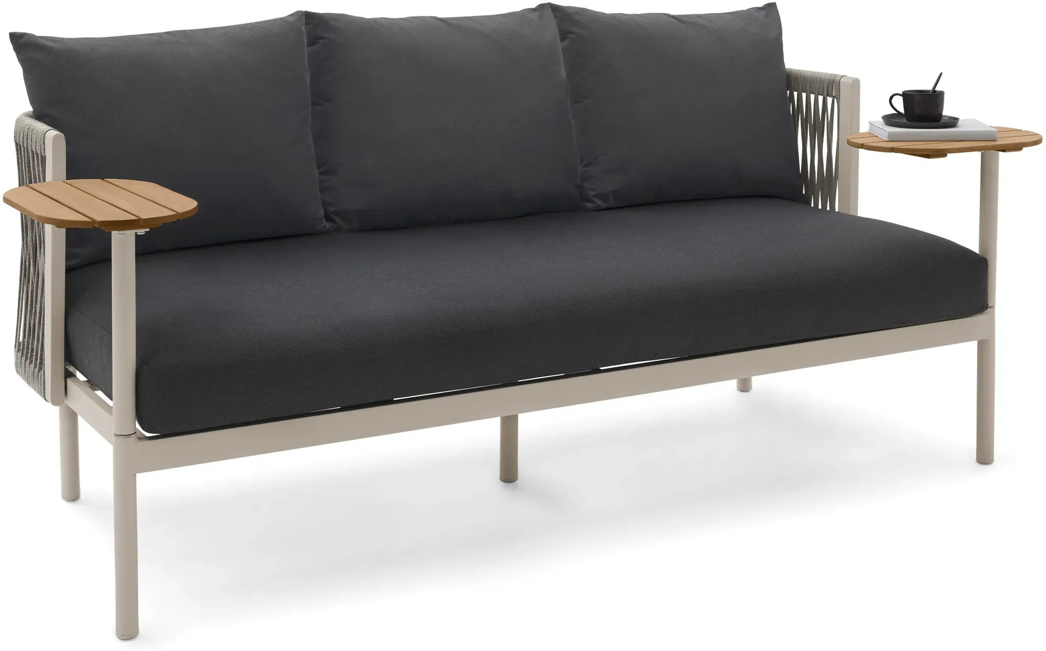 Tchibo - Gartensofa mit 2 Drehtischen - 180x91x91,5cm - anthrazit - Aluminium / Eukalyptus-Massivholz / Stahl