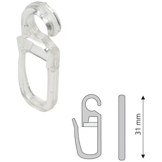 LIEDECO Faltenclip, (Set, 8 St.), Faltenlegehaken, für Gardinenringe für 16 mm Ringe, glasklar