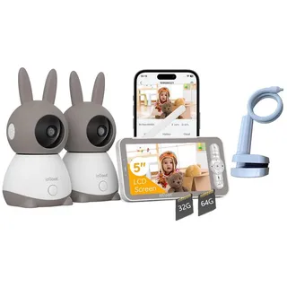 czeview 5.5" Babyphone mit Kamera 2K & 4X Zoom, HD WLAN Video Babyfon mit App, Nachtsicht, Bewegungs&Geräusch&Temperaturerkennung, 2-Wege-Gespräch, 360° Ansicht, Musik&Buntes Nachtlicht(Blau)