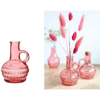 NaDeco Glasvase klein 'Lille', Höhe 10cm, Durchmesser 7 cm, viele Farben zur Auswahl | Glasflasche | Bunte Dekoflasche | Kleine Glas-Flaschen | Kleine Deko-Vasen | Deko-Blumenvase, Farbe:Hellrosa