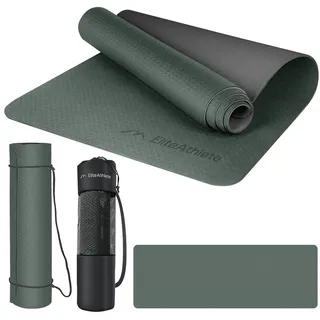 EliteAthlete EliteAthlete® Yogamatte - Sportmatte - Fitnessmatte - Gymnastikmatte gepolstert & rutschfest für Fitness, Pilates - Yoga Matte - 183 cm x 61 cm x 0.6 cm - Trainingsmatte inkl. Transportgurt + Tasche - Deep Forest