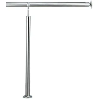 Relaxdays Treppengeländer Edelstahl, für Drinnen und Draußen, 80 x 90 cm, mit Wandhaltern+Metalldübeln, silber