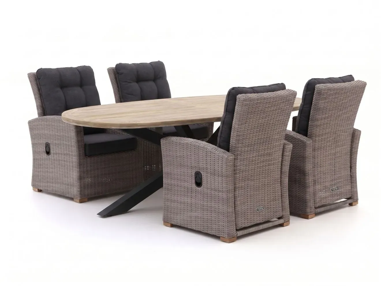 Intenso Mazzano/ROUGH-Y Ellips 200 cm Gartenmöbel-Set 5-teilig verstellbar