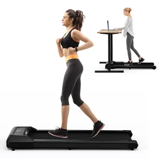 Costway 2 in 1 Laufband unter dem Schreibtisch, Walking Pad mit LED-Anzeige & Fernbedienung, 1-6 km/h, Treadmill für Zuhause & Büro, 120 kg belastbar