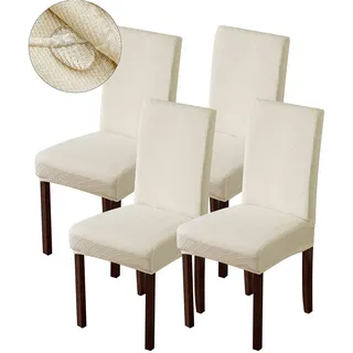 Genina wasserdichte Stuhlhussen für Esszimmer, Esszimmer, Stuhlhussen für Küche, Parsons, Stuhlhussen (Beige, 4 Stück)