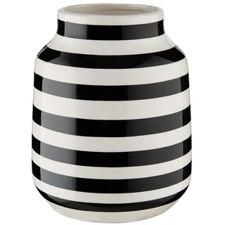 BUTLERS Vase Malika Dolomit Schwarz Weiß Höhe 17cm | Dekovase für Tischdeko, Blumenvase für Regal | Dekoration Fensterbank Deko Wohnzimmer