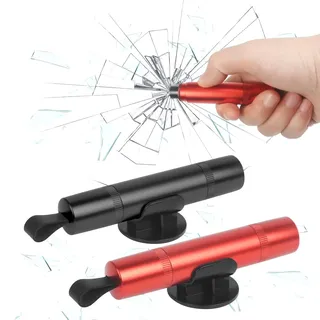 ZUYIST 2 Stück Nothammer Auto mit Gurtschneider, Multifunktional Gurtschneider Notfallhammer Tragbarer Sicherheitshammer Auto Hammerdex Glasbrecher Rescue Tool fürs Auto, Bus Schwarz und Rot