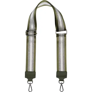 styleBREAKER Breiter Taschen Schulterriemen verstellbar mit Metallic Streifen Muster, Wechsel Taschengurt, Handyband, Handykette 02013029, Farbe:Oliv-Silber