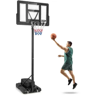 GOPLUS Basketballkorb Outdoor, Korbhöhe von 135 bis 305 cm verstellbar, Basketball Korb mit Rückwand, Basketball Ständer tragbar mit Rollen, Basketball Hoop für Kinder Jugendliche Erwachsene