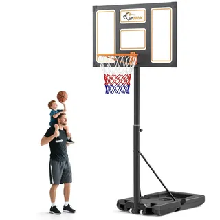 SAMAX Basketballkorb / Basketballständer 100-305 cm höhenverstellbar mit Rollen inkl. Netz